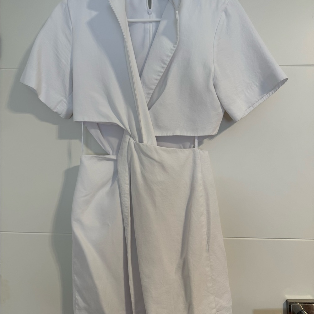 Zara White cut out front twist mini Dress